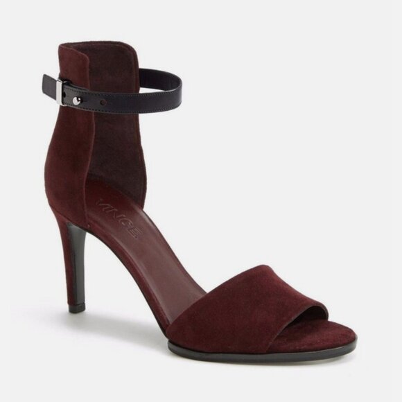 NWOB Vince Adley Burgundy Suede Leather Heels Made in Italy